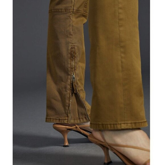NWT Anthropologie Pilcro Y2K Low-Rise Slim Pants 31 $160 Gold Ankle Zippers - Picture 3 of 11